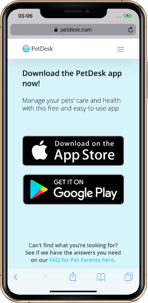 Petdesk App on phone